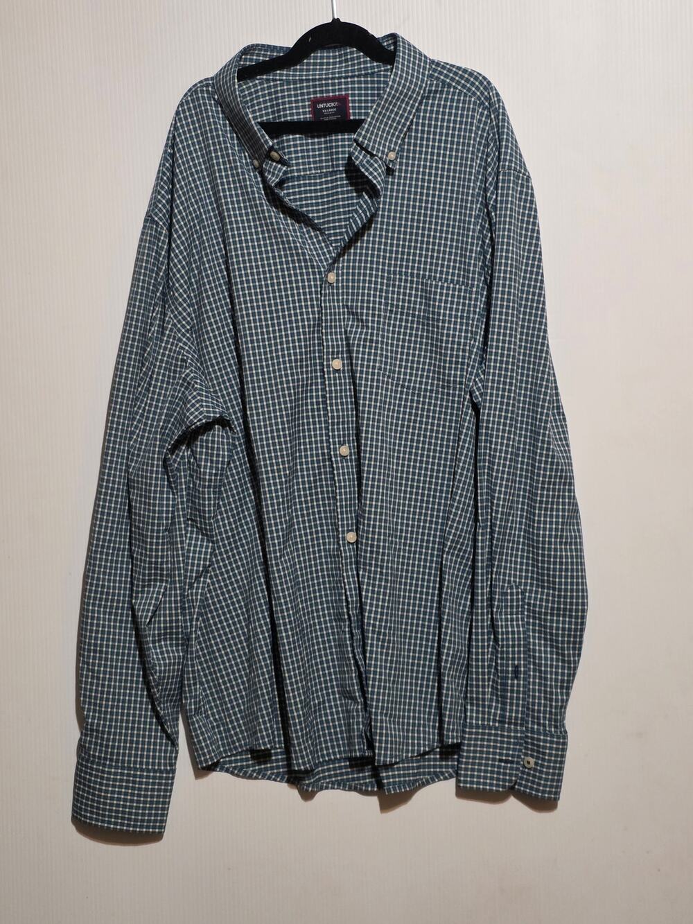 UNTUCKit Performance Check Button Down Shirt Mens XXL Regular Fit Stretch Blue